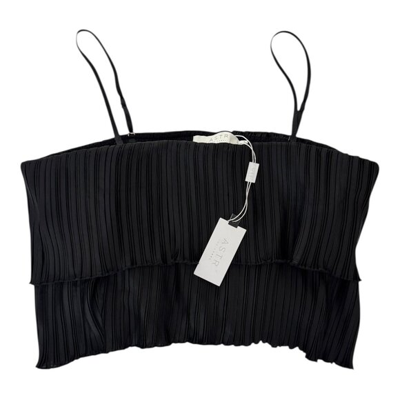 NWT ASTR The Label Calita Pleated Tier Crop Top Black Women's Medium - Picture 5 of 12